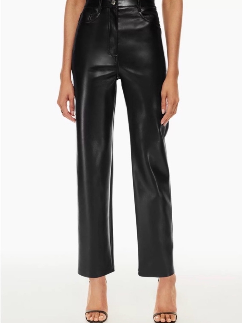 Aritzia Black Faux Leather Straight-Leg Pants - Women
